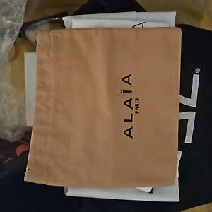 NEW Alaïa Paris Small Dust Bag Pouch Tan Card Holder Coin Purse Wallet Handbag